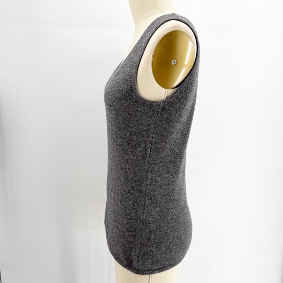 Neiman Marcus Cashmere Collection Cashmere Basic Tank Top Heather Grey M - Picture 3 of 10